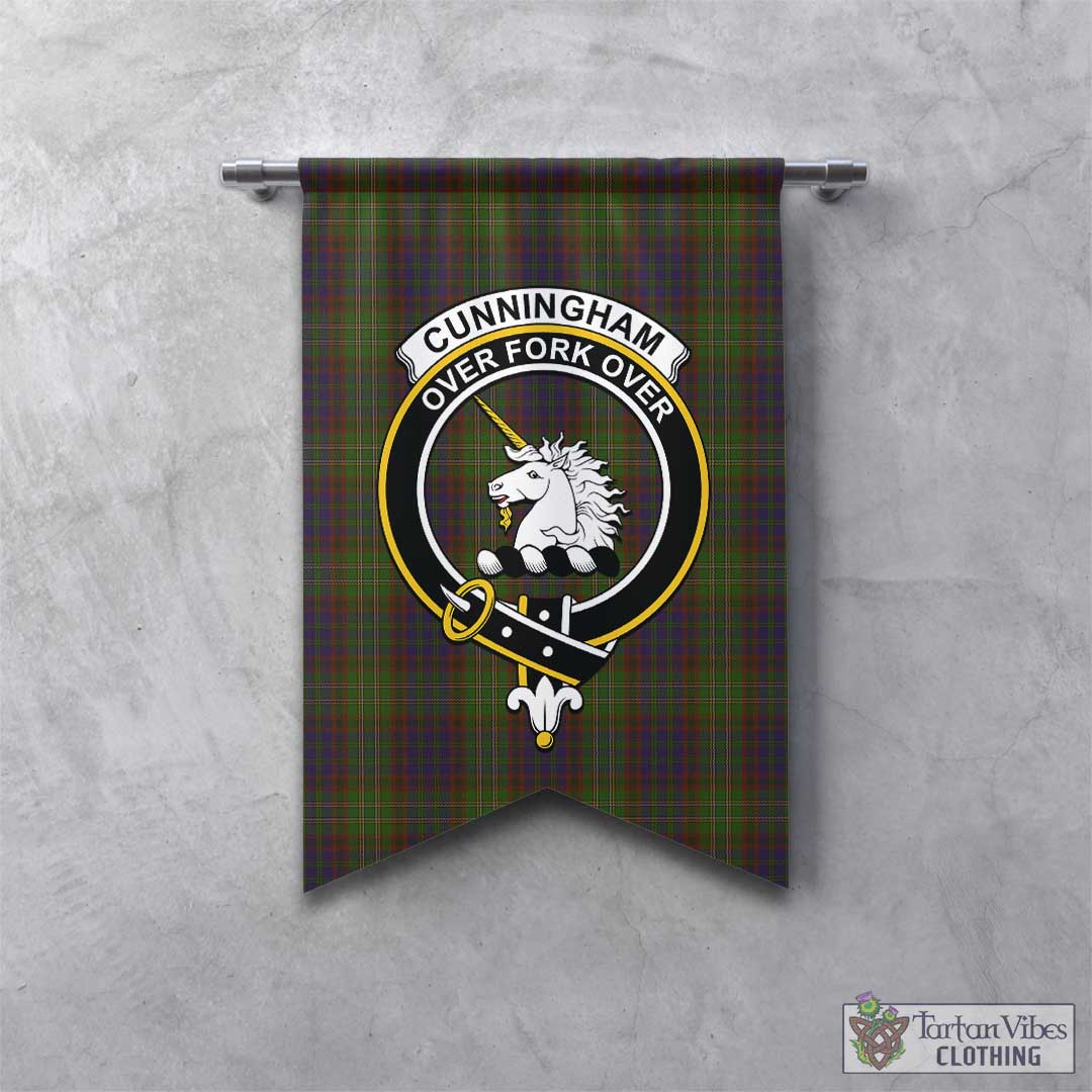 Tartan Vibes Clothing Cunningham Hunting Modern Tartan Gonfalon, Tartan Banner with Family Crest