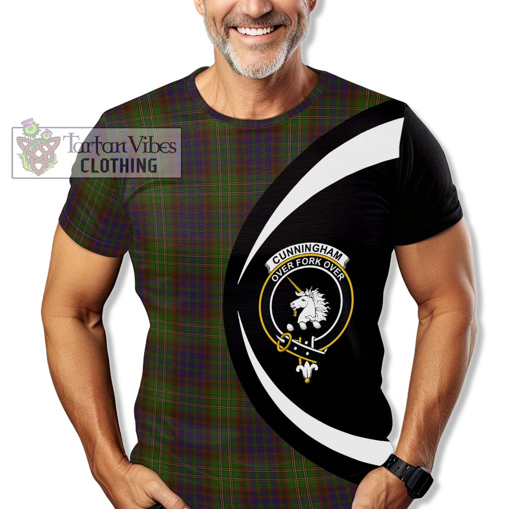 Tartan Vibes Clothing Cunningham Hunting Modern Tartan T-Shirt with Family Crest Circle Style