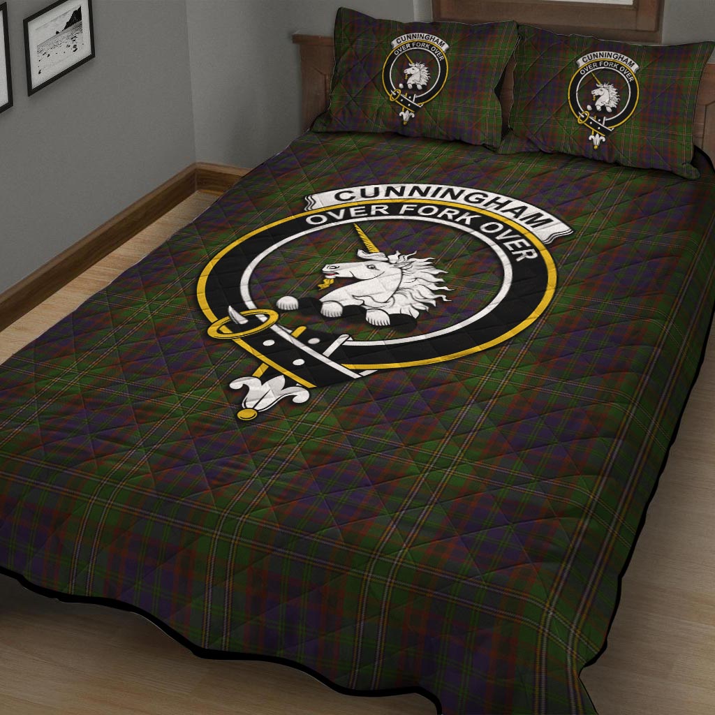 Cunningham Hunting Modern Tartan Quilt Bed Set with Family Crest - Tartan Vibes Clothing