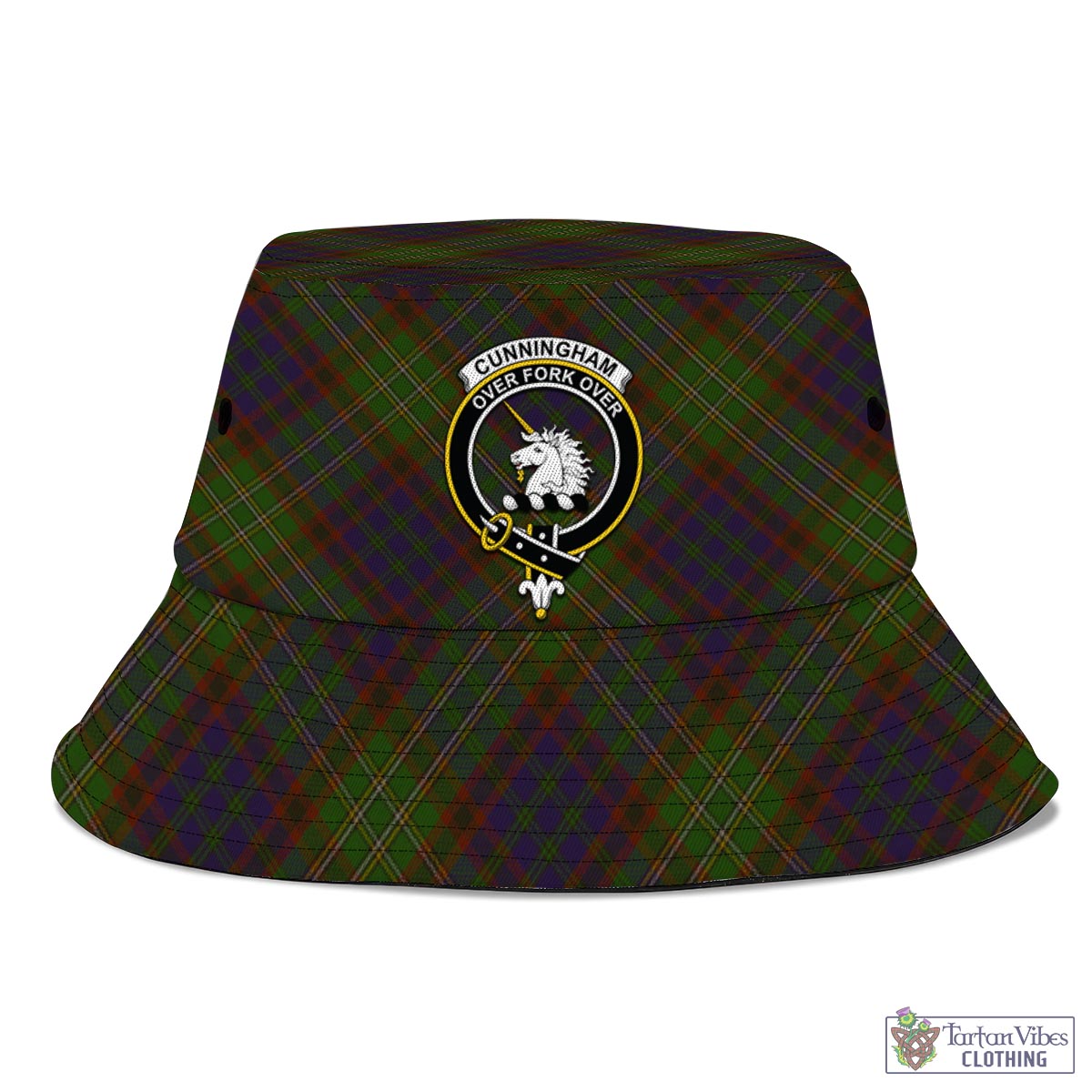 Tartan Vibes Clothing Cunningham Hunting Modern Tartan Bucket Hat with Family Crest