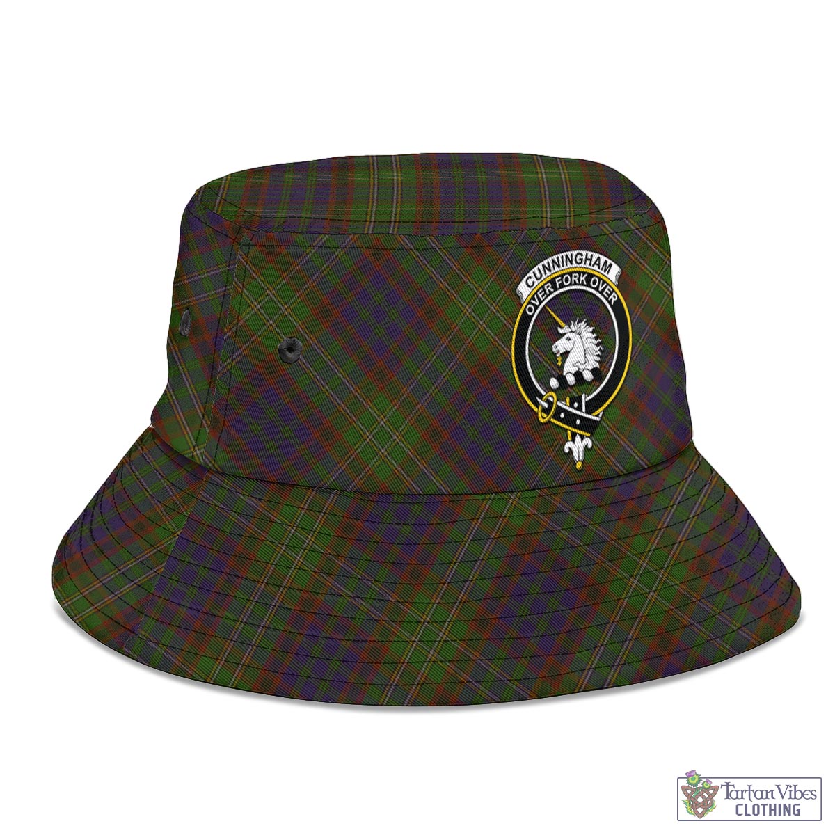 Tartan Vibes Clothing Cunningham Hunting Modern Tartan Bucket Hat with Family Crest