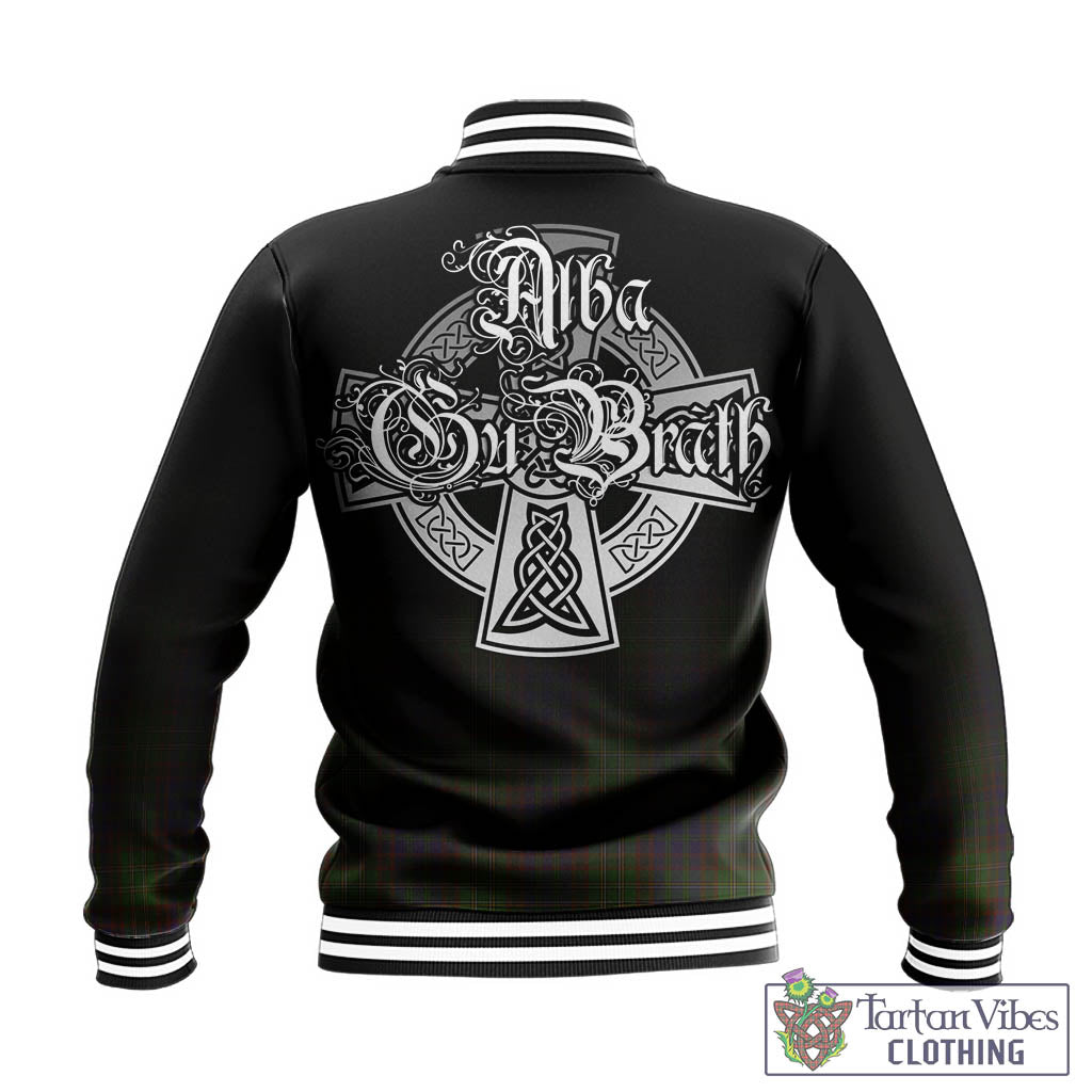 Tartan Vibes Clothing Cunningham Hunting Modern Tartan Baseball Jacket Featuring Alba Gu Brath Family Crest Celtic Inspired