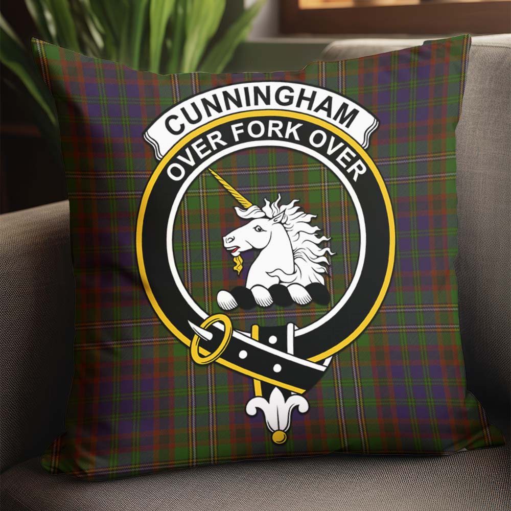 Cunningham Hunting Modern Tartan Pillow Cover with Family Crest - Tartanvibesclothing