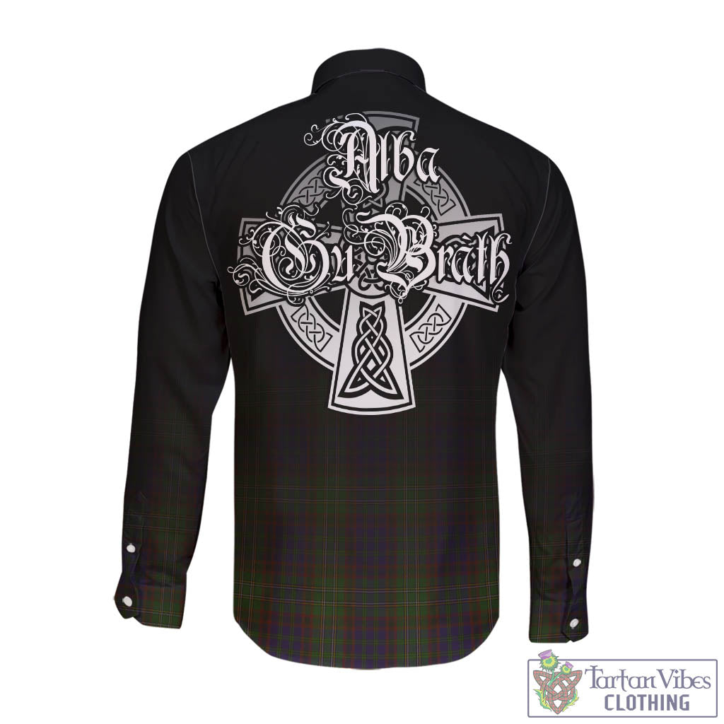 Tartan Vibes Clothing Cunningham Hunting Modern Tartan Long Sleeve Button Up Featuring Alba Gu Brath Family Crest Celtic Inspired