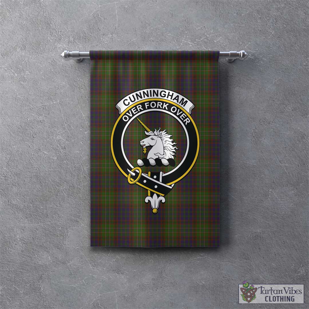 Tartan Vibes Clothing Cunningham Hunting Modern Tartan Gonfalon, Tartan Banner with Family Crest