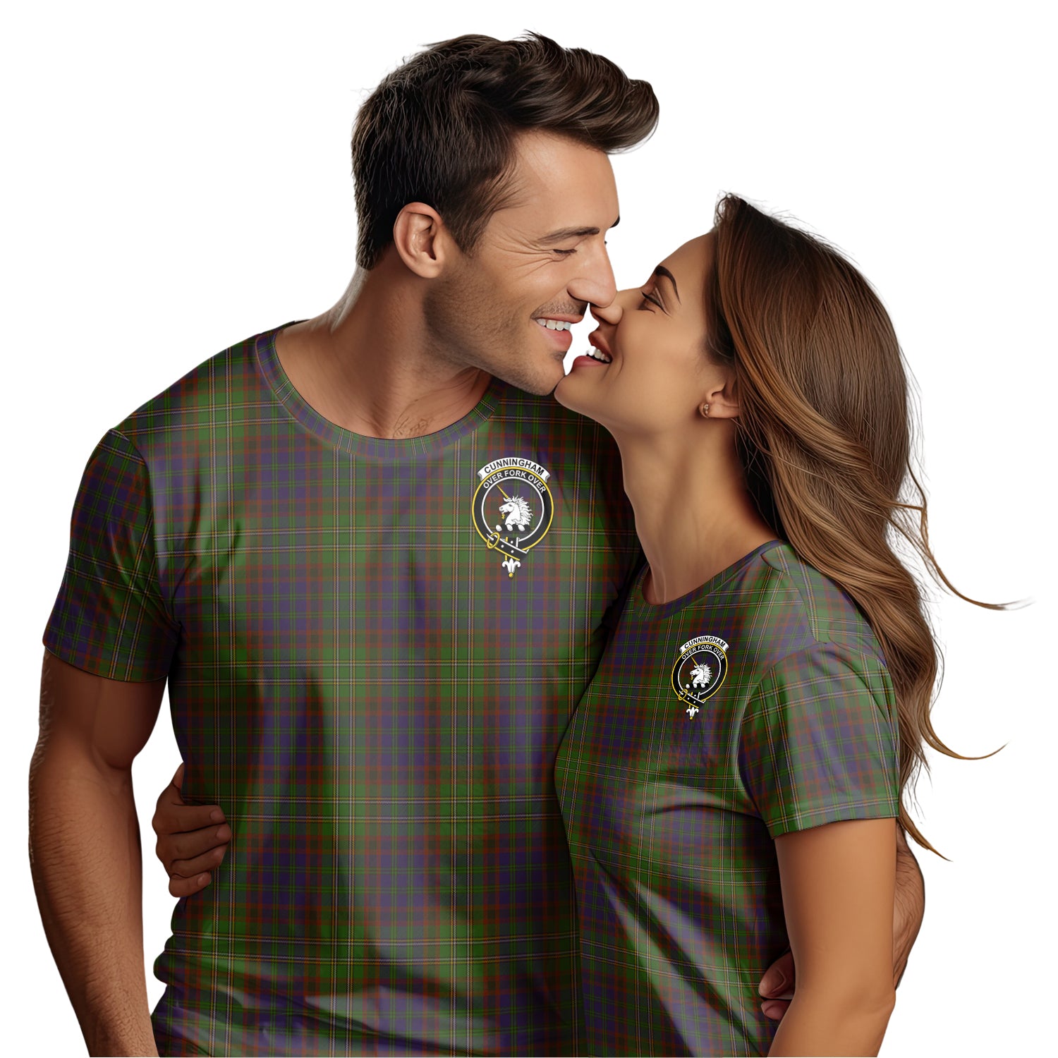 Cunningham Hunting Modern Tartan T-Shirt with Family Crest - Tartan Vibes Clothing