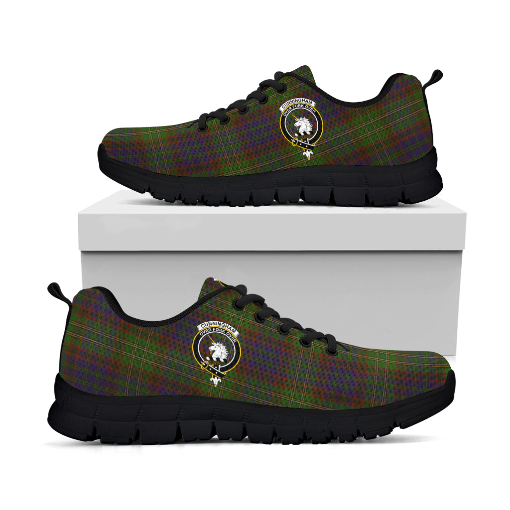 Cunningham Hunting Modern Tartan Sneakers with Family Crest - Tartan Vibes Clothing