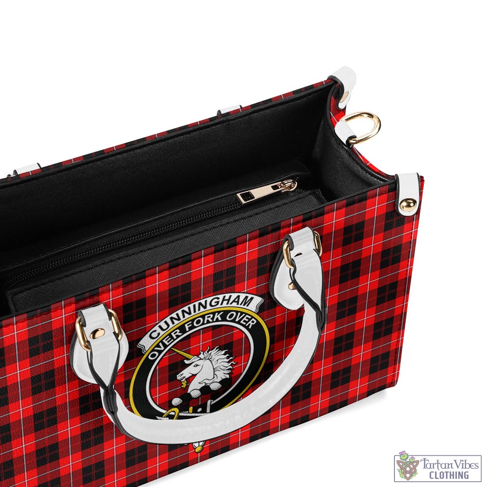 Tartan Vibes Clothing Cunningham Modern Tartan Luxury Leather Handbags with Family Crest