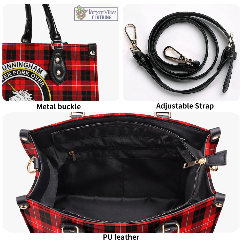 Tartan Vibes Clothing Cunningham Modern Tartan Luxury Leather Handbags with Family Crest