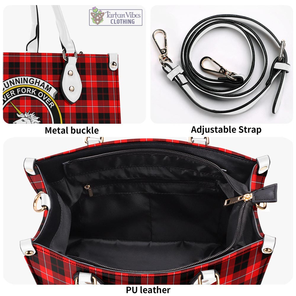 Tartan Vibes Clothing Cunningham Modern Tartan Luxury Leather Handbags with Family Crest