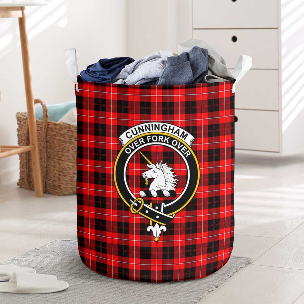 Cunningham Modern Tartan Laundry Basket with Family Crest One Size - Tartanvibesclothing Shop