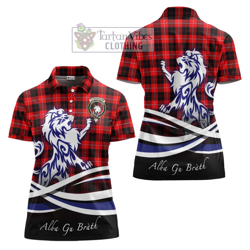 Tartan Vibes Clothing Cunningham Modern Tartan Women's Polo Shirt with Alba Gu Brath Regal Lion Emblem