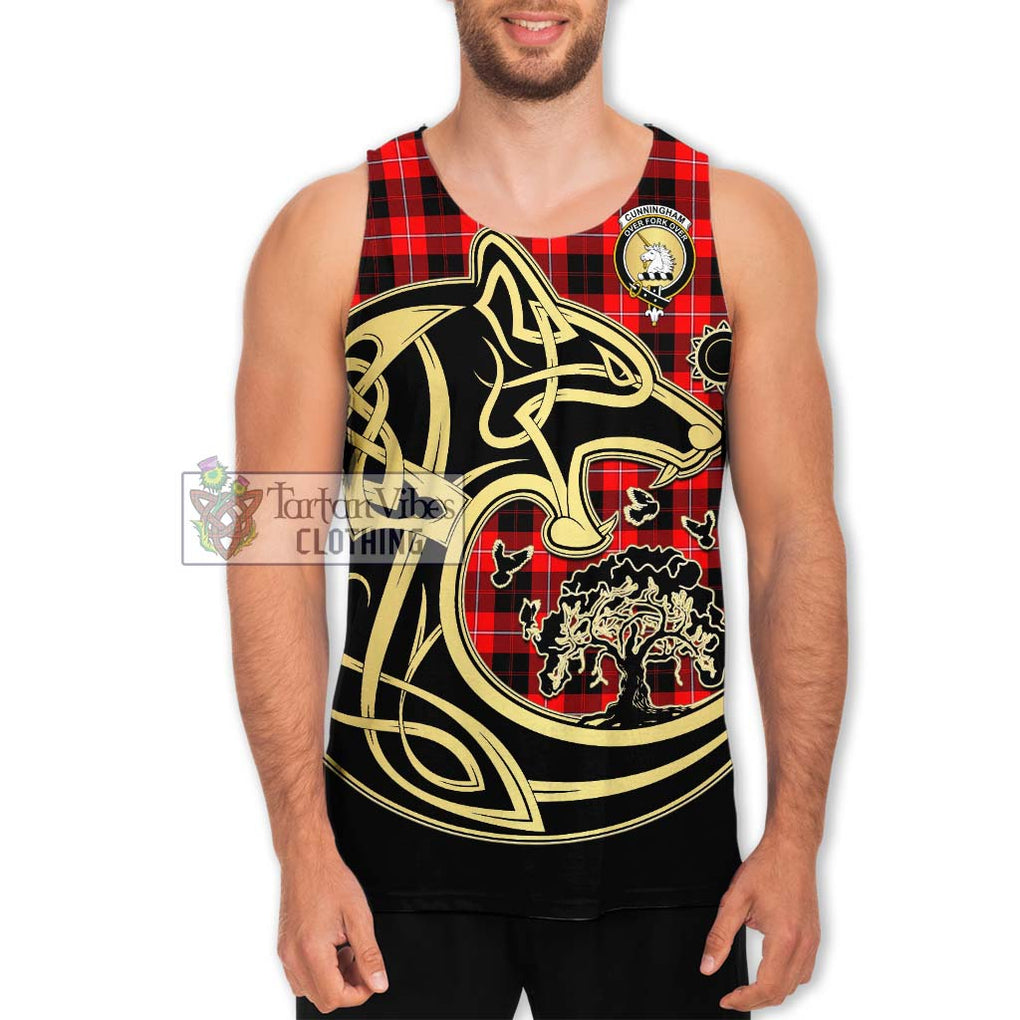 Cunningham Modern Tartan Men's Tank Top with Family Crest Celtic Wolf Style Men - Tartan Vibes Clothing