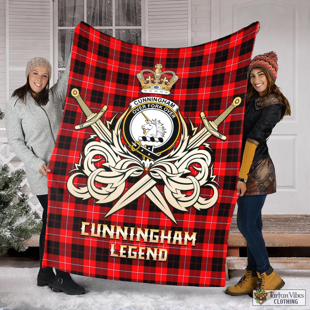 Tartan Vibes Clothing Cunningham Modern Tartan Blanket with Clan Crest and the Golden Sword of Courageous Legacy