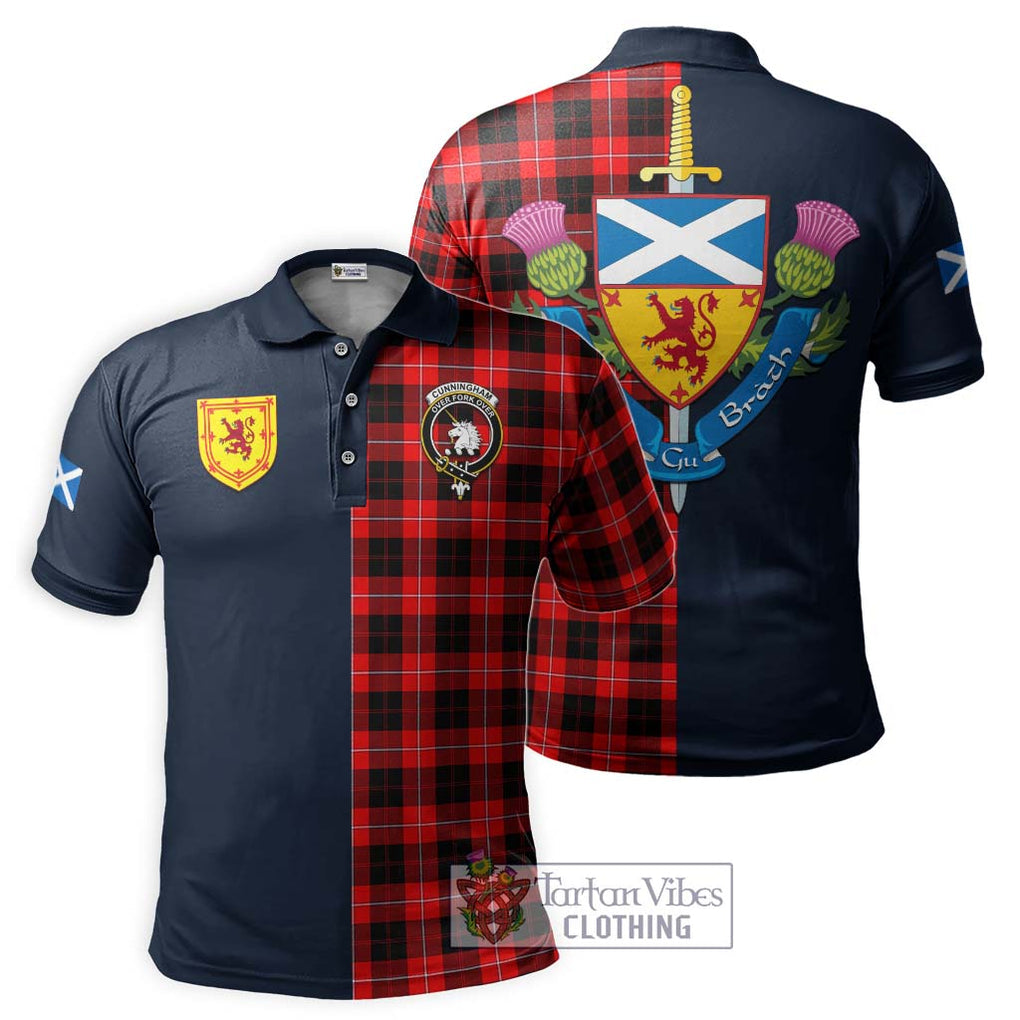 Tartan Vibes Clothing Cunningham Modern Tartan Polo Shirt with Scottish Lion Royal Arm Half Style