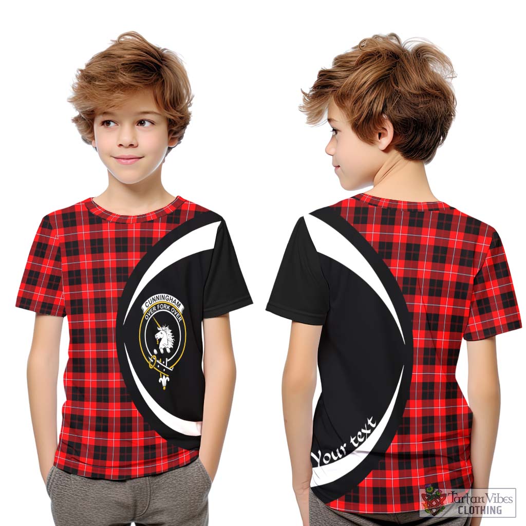 Cunningham Modern Tartan Kid T-Shirt with Family Crest Circle Style Youth XL Size14 - Tartan Vibes Clothing