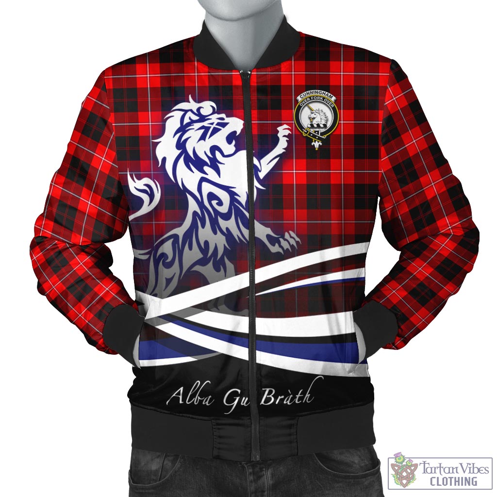 Tartan Vibes Clothing Cunningham Modern Tartan Bomber Jacket with Alba Gu Brath Regal Lion Emblem