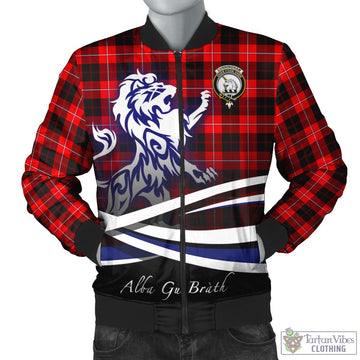 Cunningham Modern Tartan Bomber Jacket with Alba Gu Brath Regal Lion Emblem