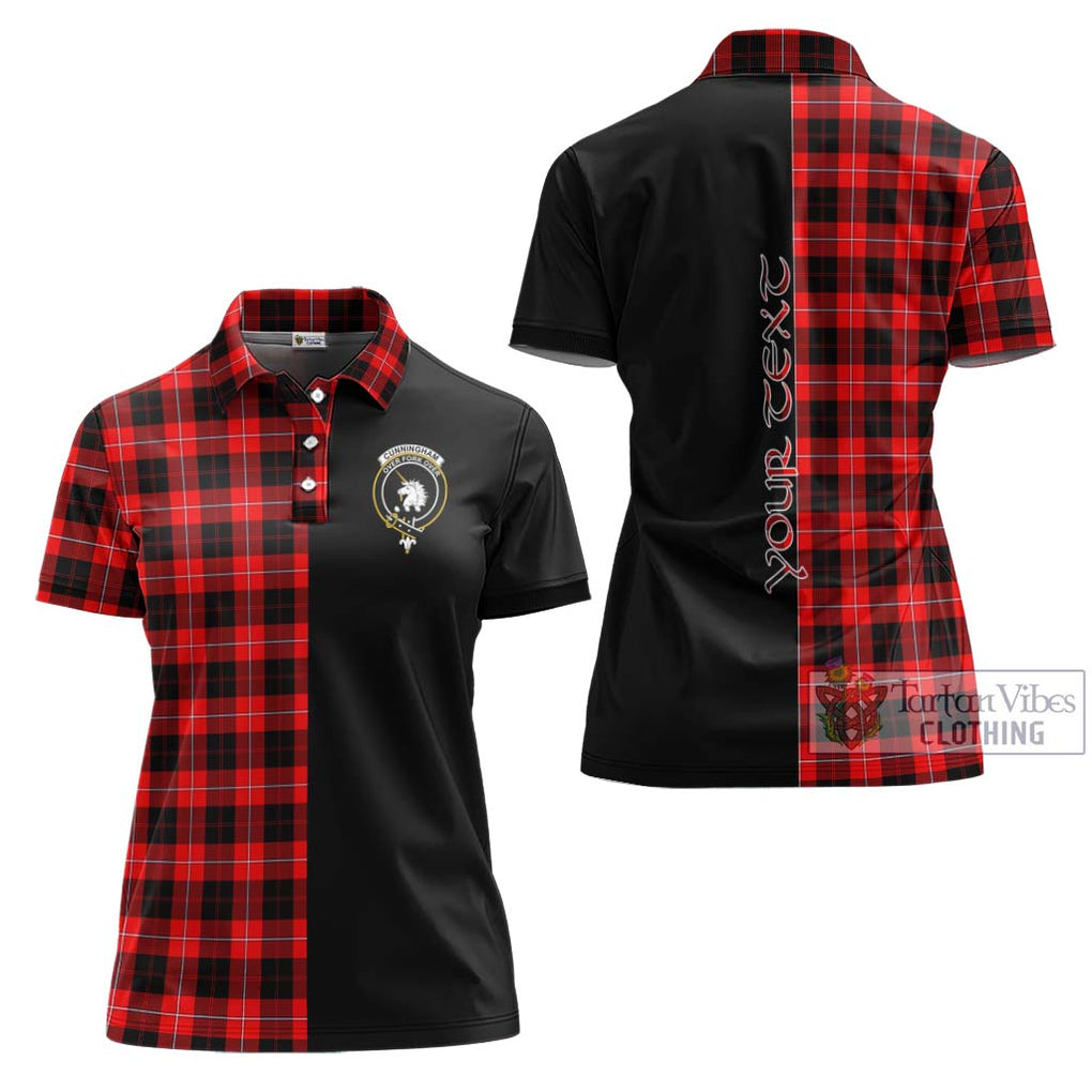 Cunningham Modern Tartan Women's Polo Shirt with Family Crest and Half Of Me Style Women - Tartanvibesclothing Shop