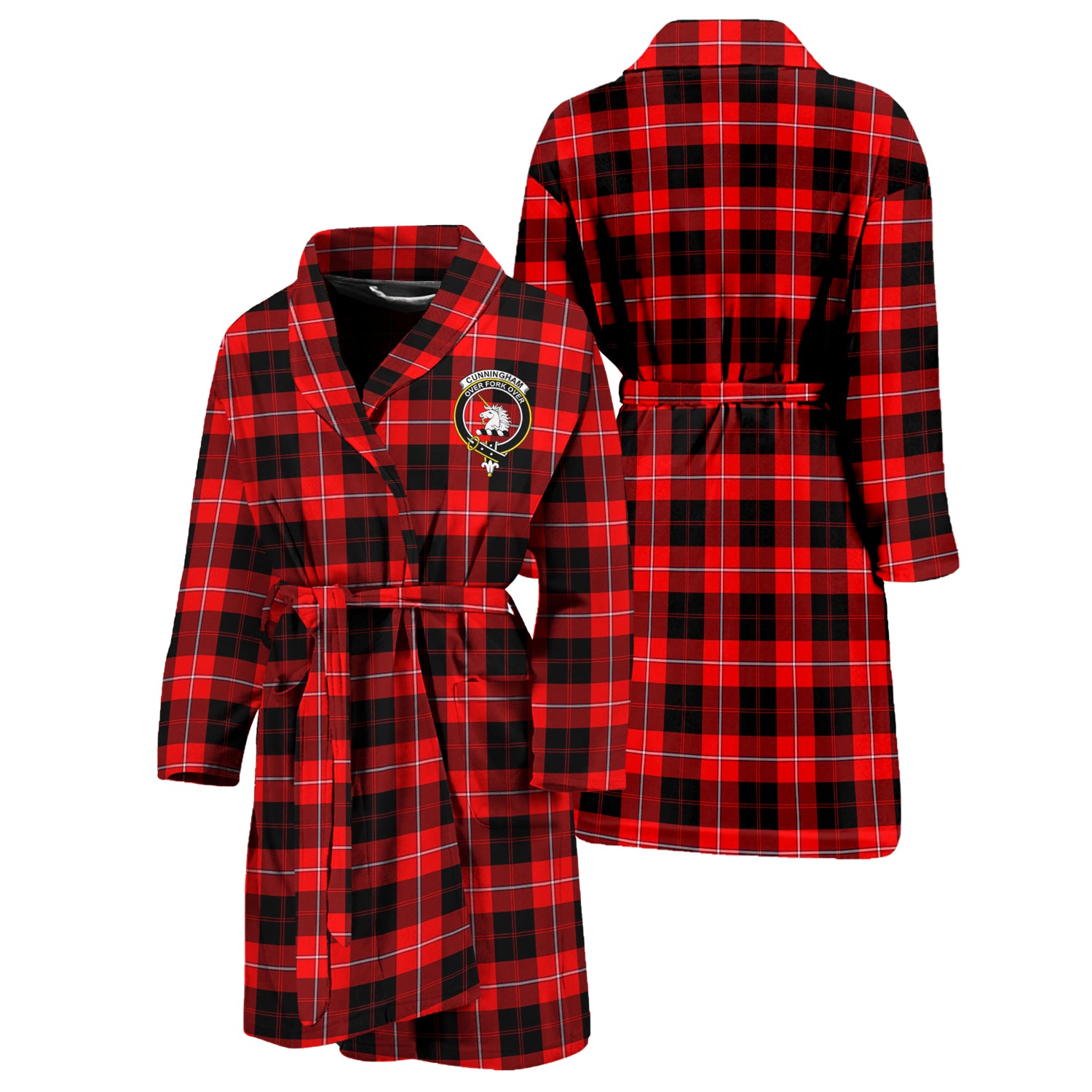 Cunningham Modern Tartan Bathrobe with Family Crest Unisex S - Tartan Vibes Clothing