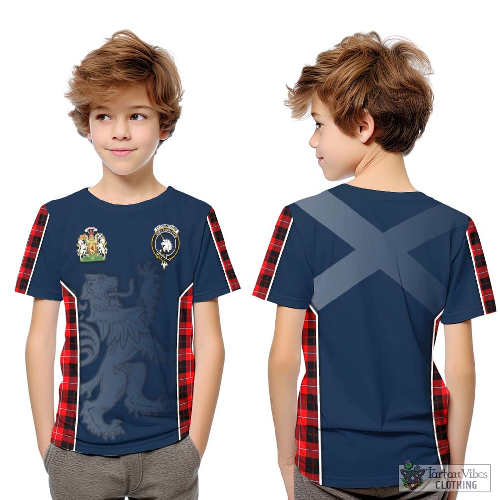 Cunningham Modern Tartan Kid T-Shirt with Family Crest and Lion Rampant Vibes Sport Style Youth XL Size14 - Tartan Vibes Clothing