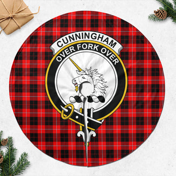 Cunningham Modern Tartan Christmas Tree Skirt with Family Crest