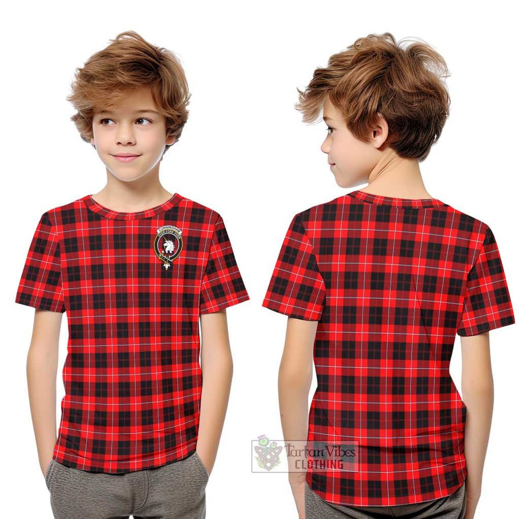 Cunningham Modern Tartan Kid T-Shirt with Family Crest Youth XL Size14 - Tartanvibesclothing Shop