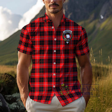 Cunningham Modern Tartan Cotton Hawaiian Shirt with Family Crest