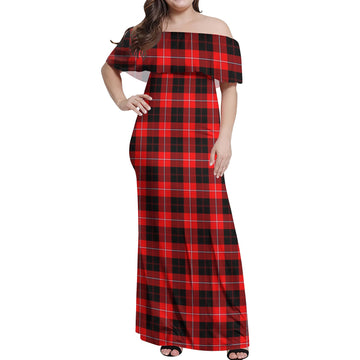 Cunningham Modern Tartan Off Shoulder Long Dress