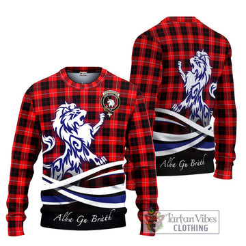 Cunningham Modern Tartan Ugly Sweater with Alba Gu Brath Regal Lion Emblem