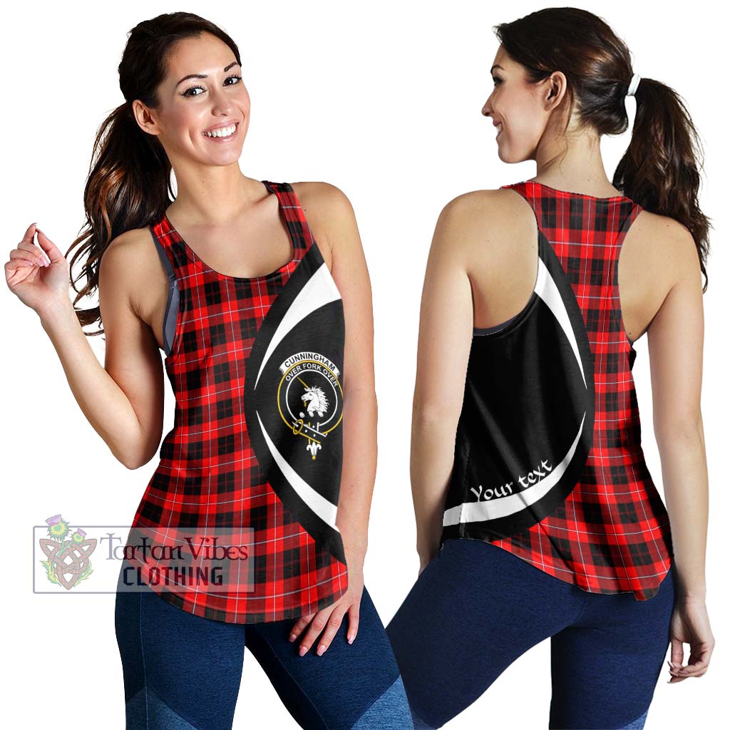 Cunningham Modern Tartan Women's Racerback Tanks with Family Crest Circle Style 4XL - Tartan Vibes Clothing