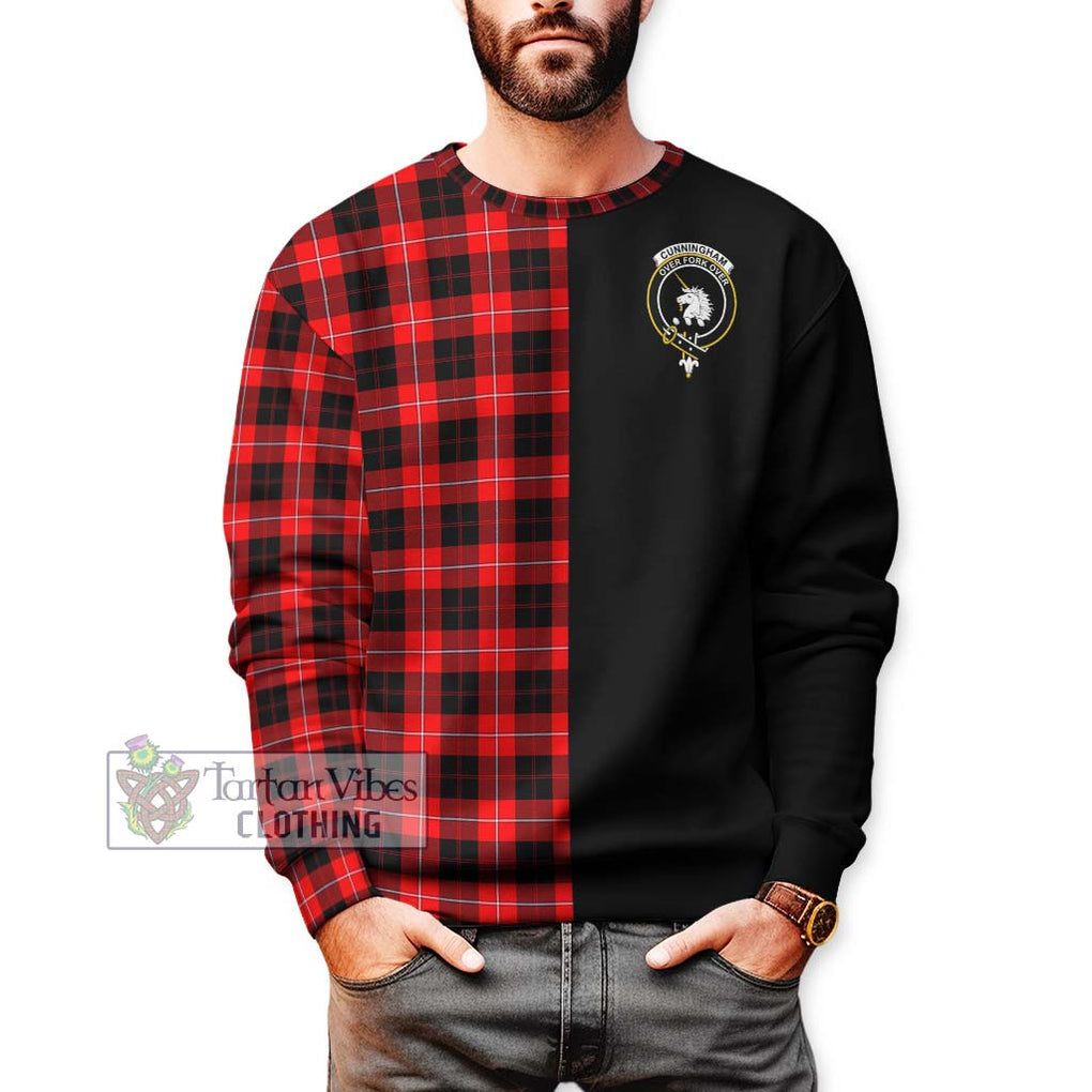 Cunningham Modern Tartan Sweatshirt with Family Crest and Half Of Me Style Unisex - Tartanvibesclothing Shop