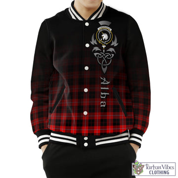 Cunningham Modern Tartan Baseball Jacket Featuring Alba Gu Brath Family Crest Celtic Inspired