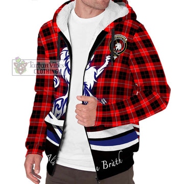 Cunningham Modern Tartan Sherpa Hoodie with Alba Gu Brath Regal Lion Emblem