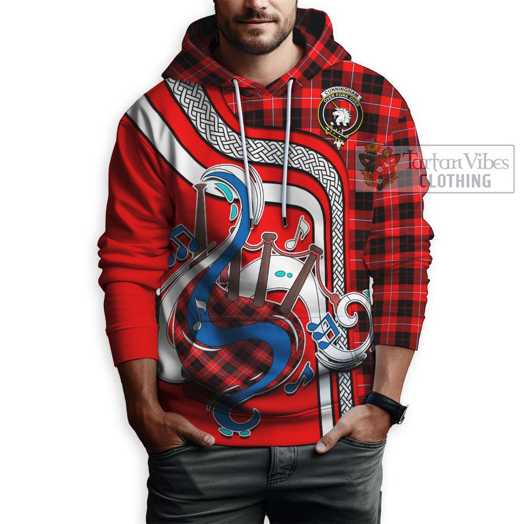 Cunningham Modern Tartan Hoodie with Epic Bagpipe Style Zip Hoodie - Tartanvibesclothing Shop