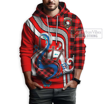 Cunningham Modern Tartan Hoodie with Epic Bagpipe Style