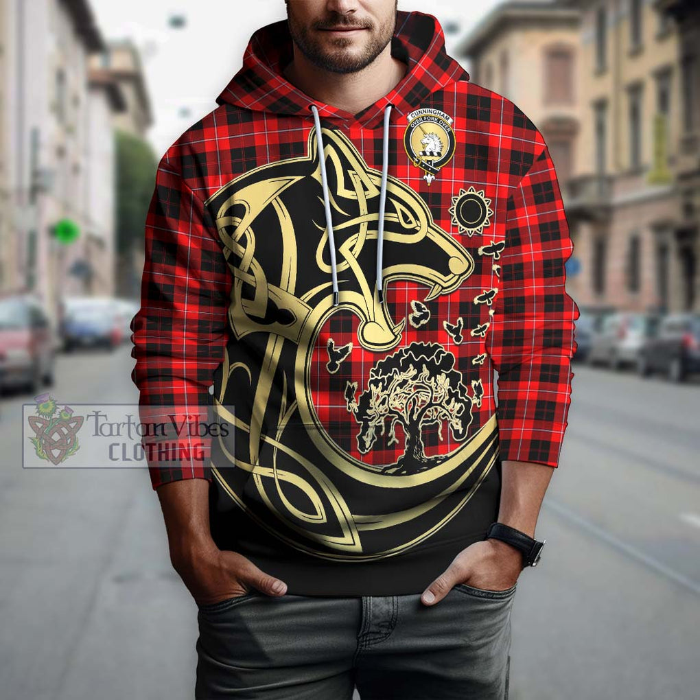 Cunningham Modern Tartan Hoodie with Family Crest Celtic Wolf Style Zip Hoodie - Tartan Vibes Clothing