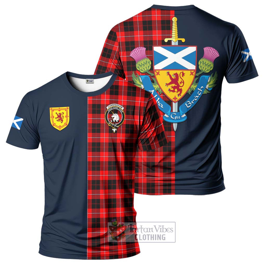 Tartan Vibes Clothing Cunningham Modern Tartan T-Shirt Alba with Scottish Lion Royal Arm Half Style