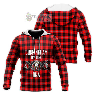 Cunningham Modern Tartan Knitted Hoodie with Family Crest DNA In Me Style