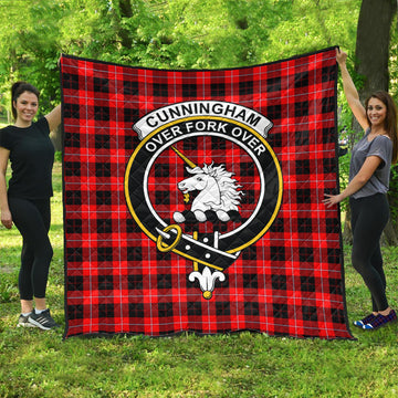 Cunningham Modern Tartan Quilt with Family Crest