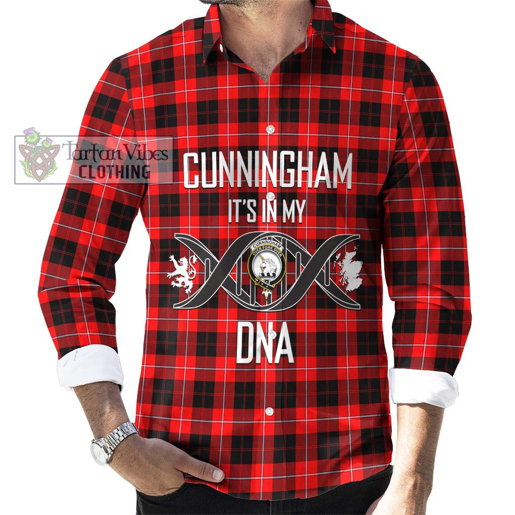 Cunningham Modern Tartan Long Sleeve Button Shirt with Family Crest DNA In Me Style Men's Shirt S - Tartanvibesclothing Shop