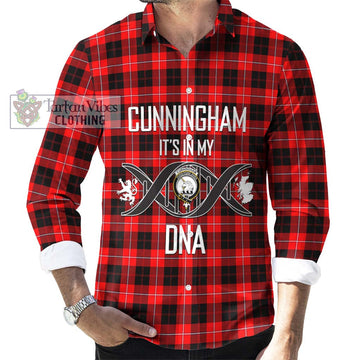 Cunningham Modern Tartan Long Sleeve Button Shirt with Family Crest DNA In Me Style