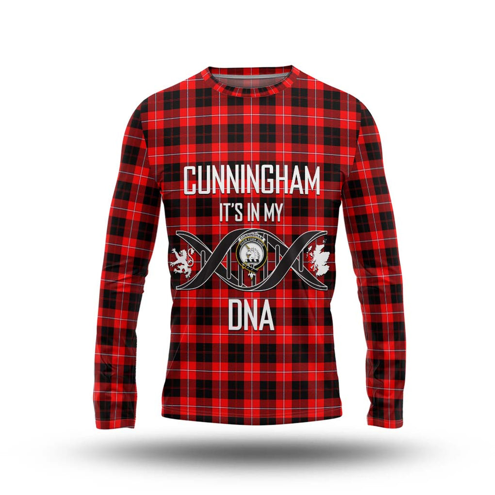 Cunningham Modern Tartan Long Sleeve T-Shirt with Family Crest DNA In Me Style Unisex - Tartanvibesclothing Shop