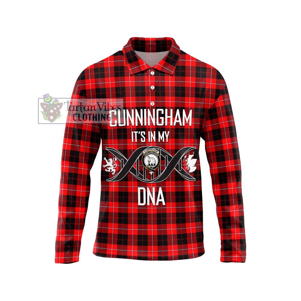 Cunningham Modern Tartan Long Sleeve Polo Shirt with Family Crest DNA In Me Style Unisex - Tartanvibesclothing Shop