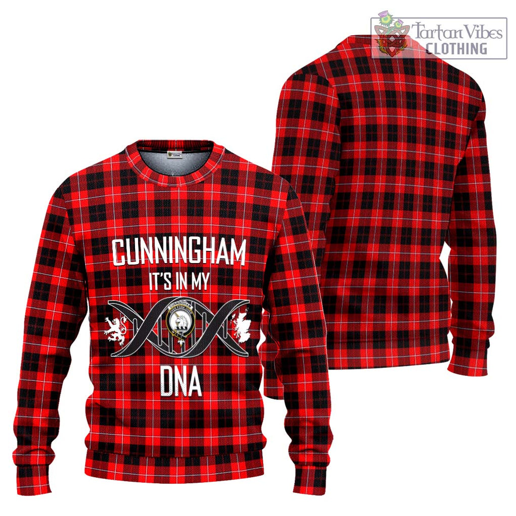 Cunningham Modern Tartan Knitted Sweater with Family Crest DNA In Me Style Unisex - Tartanvibesclothing Shop