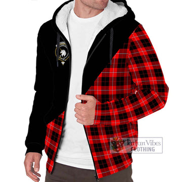 Cunningham Modern Tartan Sherpa Hoodie with Family Crest and Military Logo Style