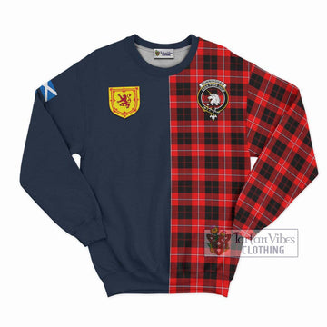 Cunningham Modern Tartan Sweatshirt Alba with Scottish Lion Royal Arm Half Style