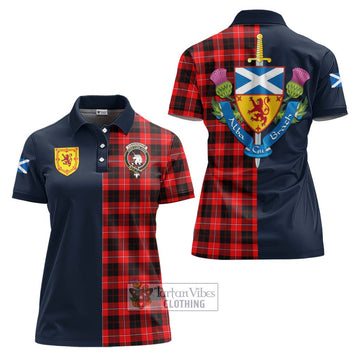 Cunningham Modern Tartan Women's Polo Shirt with Scottish Lion Royal Arm Half Style