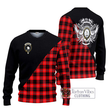 Cunningham Modern Tartan Ugly Sweater with Family Crest and Military Logo Style