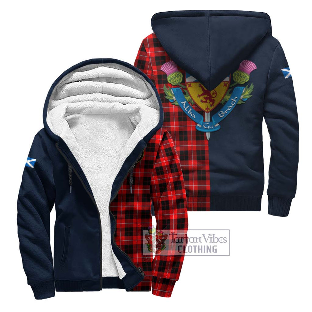 Tartan Vibes Clothing Cunningham Modern Tartan Sherpa Hoodie with Scottish Lion Royal Arm Half Style